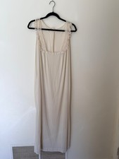 Vintage 70s Lace Nightgown Full Length Cream Cottagecore Lingerie AS IS