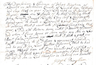 1765 NORWICH CONNECTICUT COURT SESSION BY JUSTICE OF PEACE EBENEZER HARTSHORN