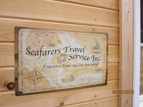 Seafarers Travel TIN SIGN nautical vtg map wall art home bar seafood diner decor - Picture 6 of 8