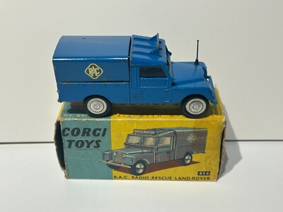 Corgi Toys 416 RAC Radio Rescue Land Rover, Original, OVP, Vintage, selten 60er