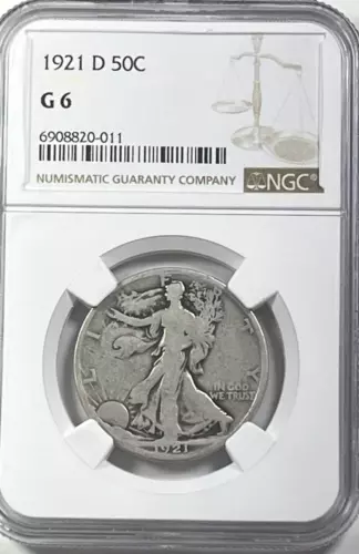 1921-D Walking Liberty Half Dollar : NGC G6