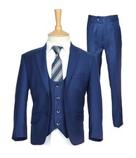 SIRRI Night Blue 3PC Slim Fit Suit Prom Communion Wedding Pageboy Suits