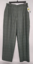 Liz Claiborne LizSport Green Plaid Wool Blend Vintage Trousers Size 12