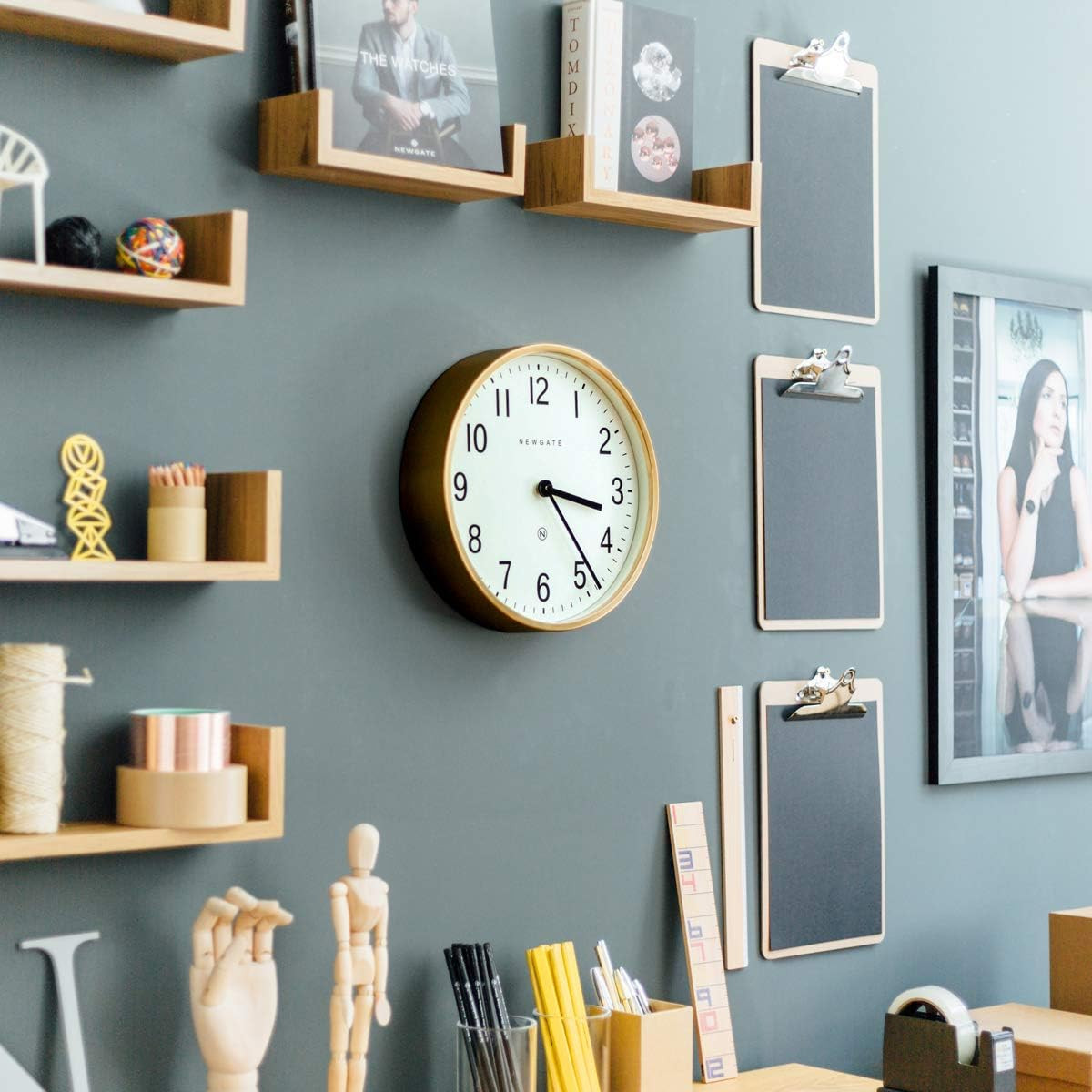 Mid-Century Brass Wall Clock - Easy to Read Analog Design for Kitchen