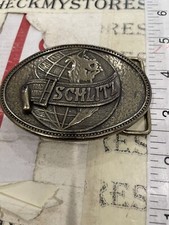 Original VINTAGE 1970s SCHILTZ BEER ADVERTISEMENT BRASSTONE BELT BUCKLE