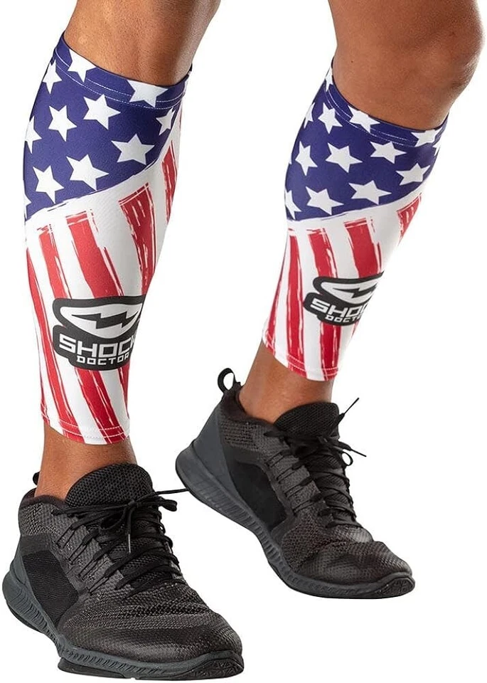 Shock Doctor SHOWTIME COMPRESSION Pair Calf Leg Sleeves Youth OSFM STARS+STRIPES - Image 2 of 4