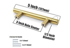 Probrico Pack of 15 3" Hole Center Brushed Brass Cabinet Pulls 5" long