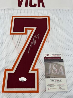 MICHAEL VICK VIRGINIA TECH SIGNED CUSTOM WHITE JERSEY JSA WITNESS