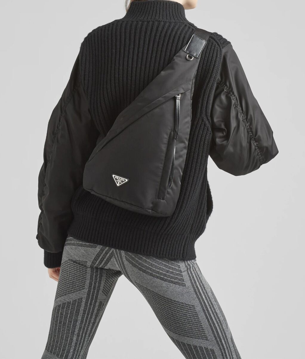 PRADA Black Re Nylon Leather Shoulder Strap Backpack Unisex PRADA Black Re Nylon Leather Shoulder Strap Backpack Unisex