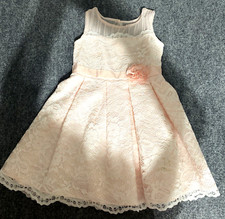 Jana Michelle Dress Girls 4T Pink White Lace Party Sleeveless Ruffle Vintage