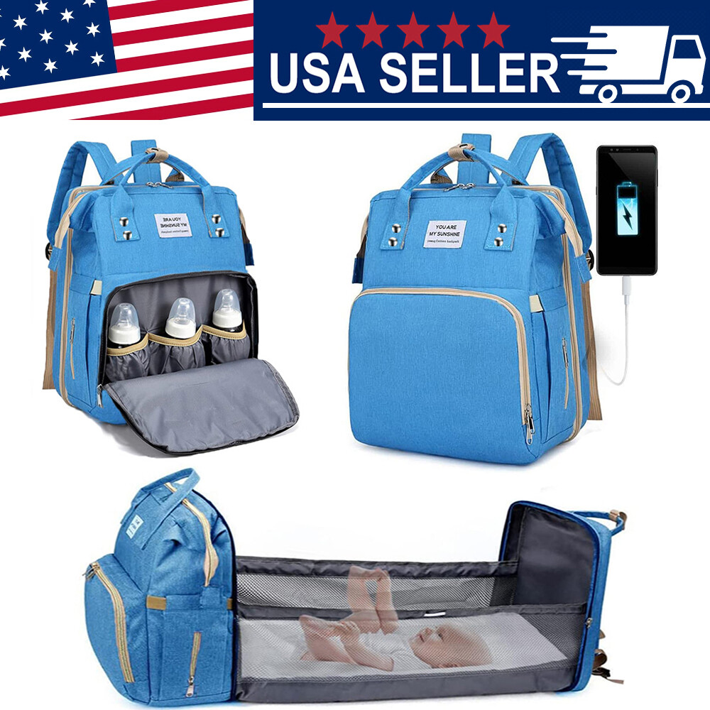 Foldable Diaper Bag 3 in 1 Baby Bed Portable Bassinet Crib Backpack Sleep Travel-image