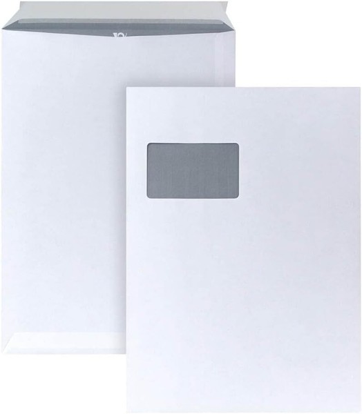 Versandtaschen C4 Mit Fenster (250 StüCk) Haftklebend 120G/Qm Weiß-image