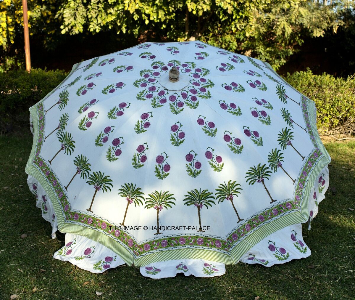 Indian Hand Block Print Patio Outdoor Parasol Decor Large Indian Hand Block Print Patio Outdoor Parasol Decor Large