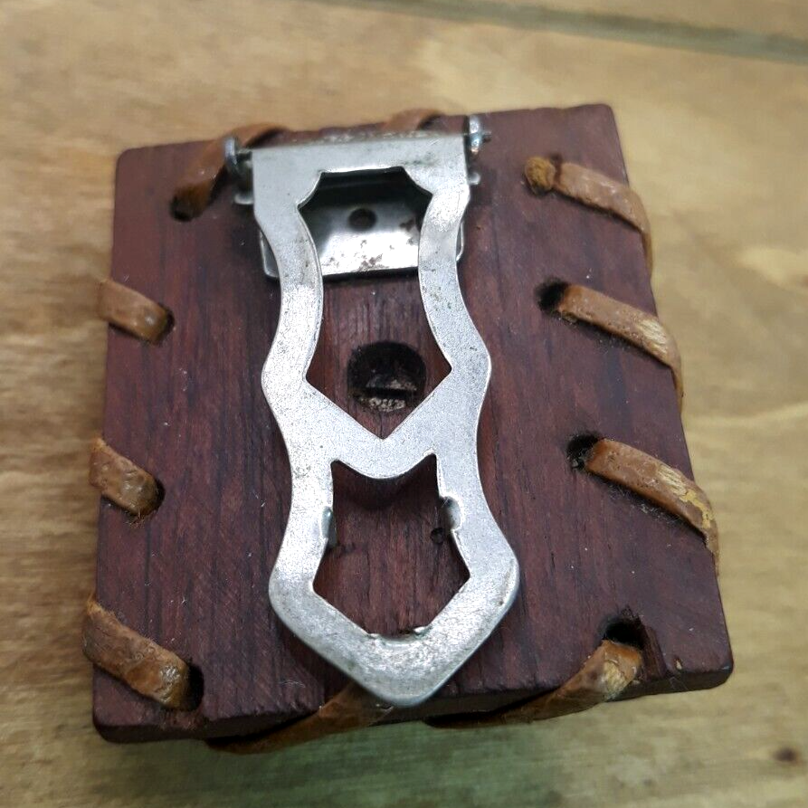 Antique Arts and Crafts Carved Scottish Terrier Wood & Leather Dress