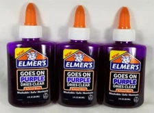 Elmer's Disappearing Purple Glue Dries Clear 3 oz x 3 Safe Kids Crafts Art
