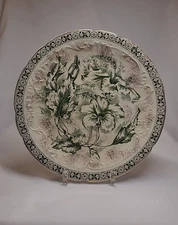 Dunn Bennett & Co. Duchess Pattern Green & Gold Floral 9 in Plate