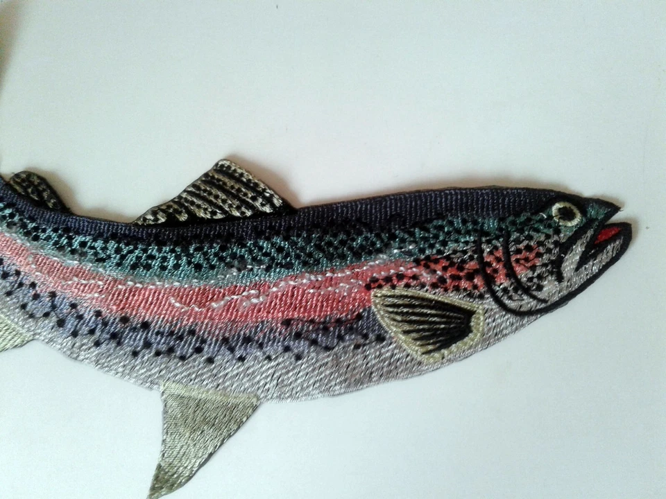Fish Rainbow Trout Handmade Embroidered Patch with sequins - Image 2 of 4