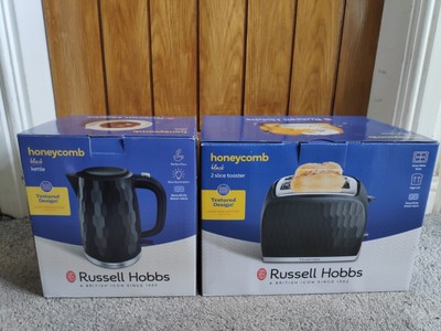 Russell Hobbs Honeycomb Slice Toaster Kettle Set (Black) UK
