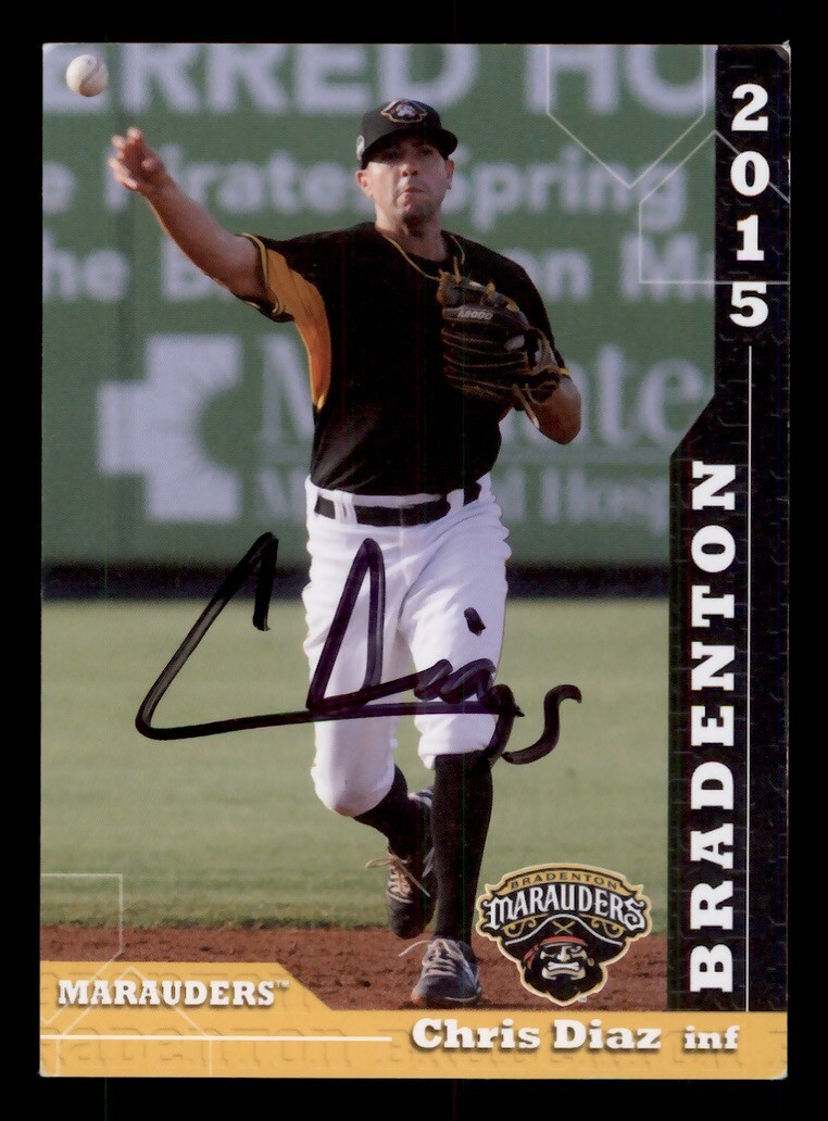 SIGNED 2015 GRANDSTAND BRADENTON MARAUDERS CHRIS DIAZ AUTO