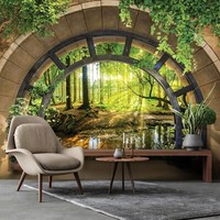 Fototapete 3D Effekt Sonne Wald Natur Tapete 368X254 Wohnzimmer Schlafzimmer