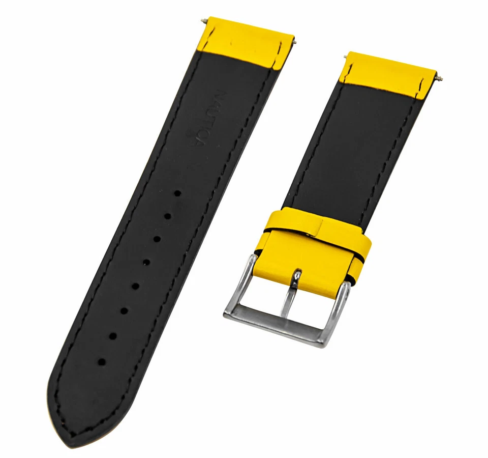 Correa de reloj de cuero PVC amarillo original Nautica para hombre N14524G BFC DIVER 22 mm Foto 2 de 3