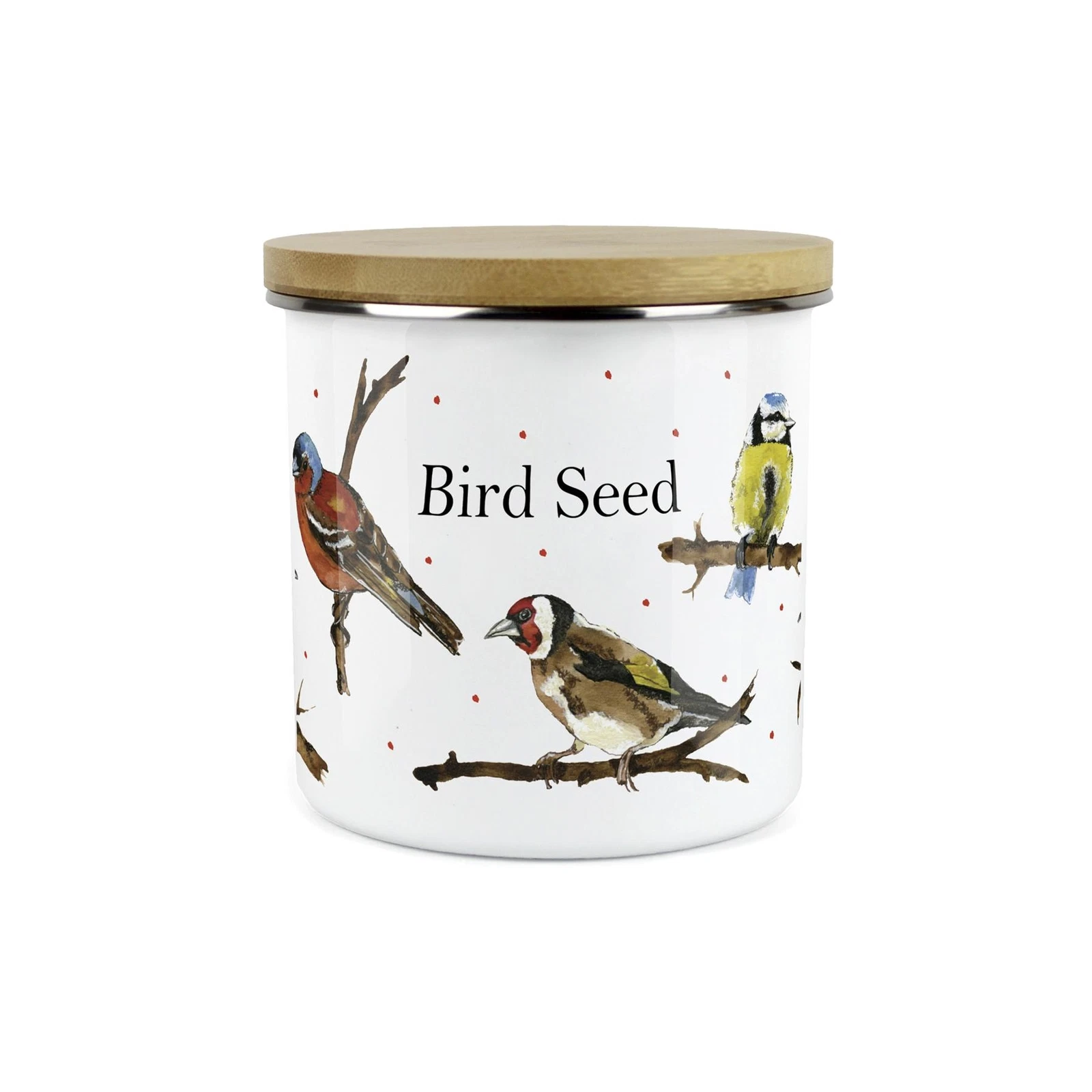 Purely Home Canister - Bird Seed - Painted Design White Enamel Airtight Canister
Opens in a new wind