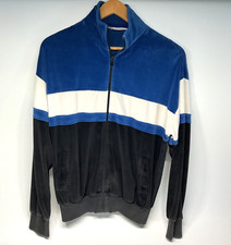 VTG Christian Dior Velour Track Jacket Large L Mens Blue Black White Retro Zip