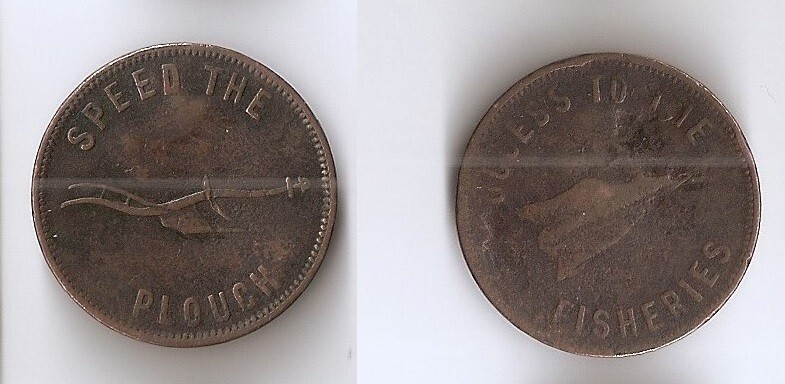 Canada, half penny  Token,  Speed the Plouch Success to the Fisheries