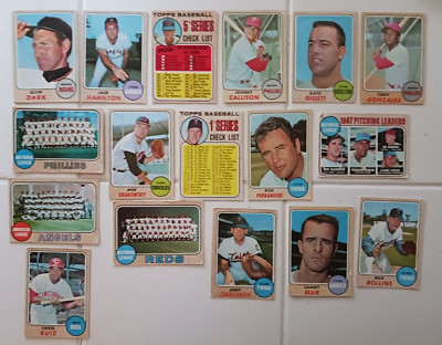 Lot of 25 1968 1967 Topps Dave Giusti Johnny Callison Alvin Dark Tony Gonzalez