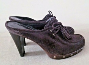 Stuart Weitzman Brown Suede Studded Mules Clogs Tall Heels w/Tassels Sz 10 M | eBay