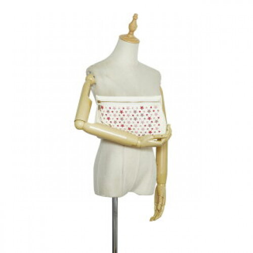 Jimmy Choo] Zena Star Studs Clutch Bag Second Bag White Leather