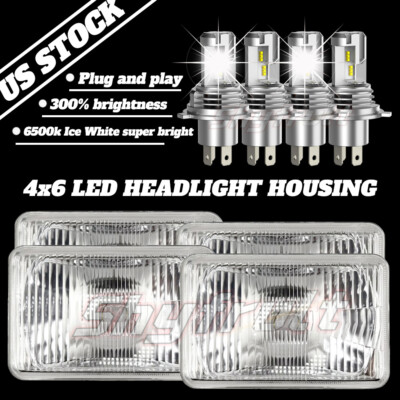 NEW 4PCS 4x6''LED Headlights DRL Hi/Lo Beam For Freightliner FLD112 1991-2004 DOT