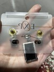NWT EXOP Pendant And Pierced Earrings Set.  Rectangular Black Faux Stones — photo 3