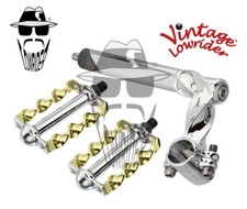 Vtg Twisted 21.1 Stem Chrome Flat Twisted 1/2 Pedals Chrome/Gold Twist