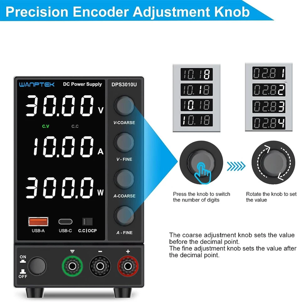 30V 60V 120V 160V,2A 3A 5A 10A Adjustable Lab DC Bench Power Supply Programmable - image 2 of 4