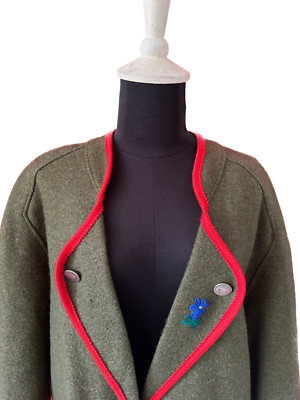 GIESSWEIN**JACKE**TRACHTEN**GR.42**GRÜN ROT**SCHURWOLLE**
