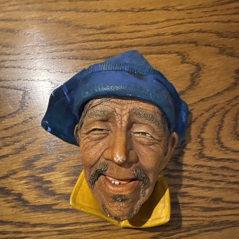Vintage 1961 BOSSONS 'Sardinian' Chalkware Head, Sculpture MADE IN ENGLAND