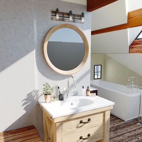 Carrington 3-Light Bathroom Light in Farmhouse and Rectangular Style 6.5 Inches - Picture 5 of 7