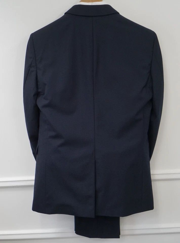 Men Burberry Suit Wool Stirling Navy Blue Made In Italy Size 38R - Image 2 of 4