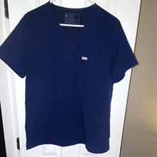 FIGS Technical Collection Women's V-Neck Scrub Top L Navy