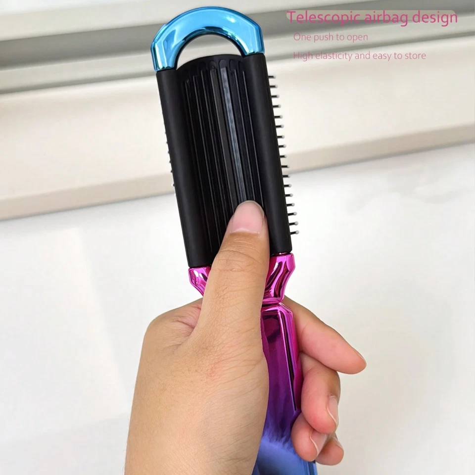Peine de Pelo Plegable y Espejo Portátil Bolsillo Cepillo de Pelo Cerdas Suaves Peine de Viaje Foto 4 de 4