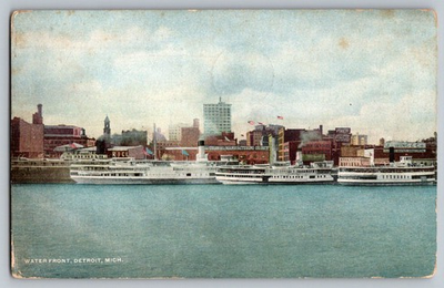 #ad Postcard Water Front Detroit Mich. $3.99