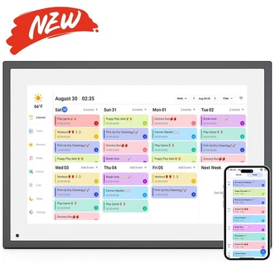 DXMART 10.1 Inch Smart Digital Calendar Planner & Chore Chart,Touch Screen for Family