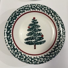 7 Vintage FURIO Italy Christmas Tree Handpainted 8  Salad/Dessert Plates