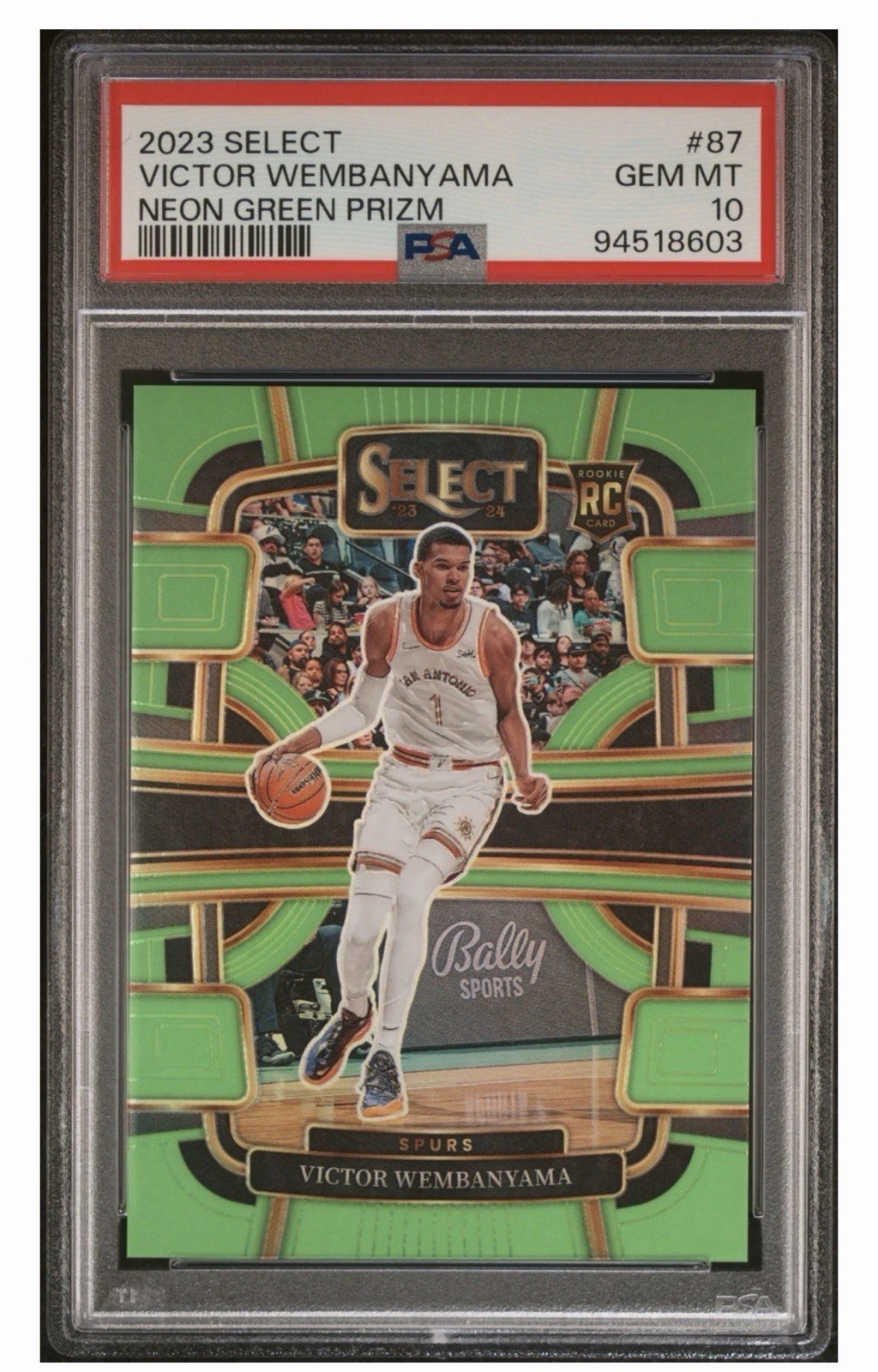 Panini 2023-24 Select Victor Wembanyama Concourse Neon Green Prizm /75 PSA 10