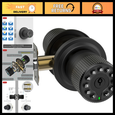 Smart Keypad Door Lock, 50 User Codes, Waterproof, Auto Lock, Matte Black Finish