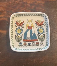 Vintage Figgjo Flint Saga Norwegian Norsk Wall Plate Lady In Flowers