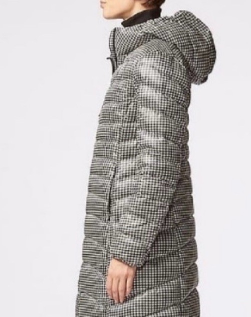 UNIQLO womens S ultra Light Long DOWN COAT houndstooth PUFFER JACKET Hood image 4