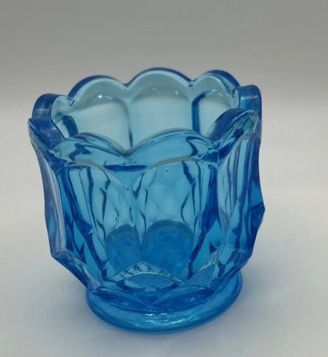 Vintage Fenton Colbalt Blue Toothpick Holder Scalloped Rim Starburst Base