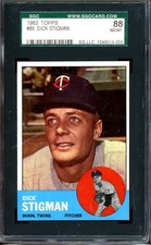 1963 Topps Baseball #89 Dick Stigman SGC 8